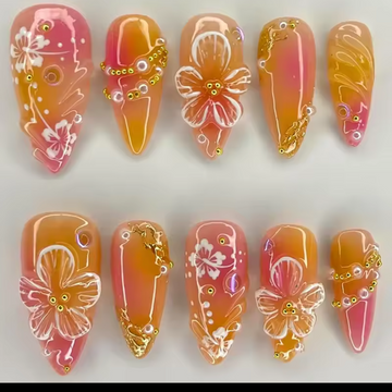 24 false nail pieces shipped randomly, Instagram-style false nails, wearable full-coverage almond-shaped press-on nails